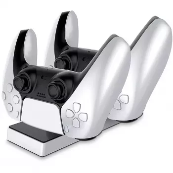 CP PS5 Base de carga de doble ranura para mando DualSense de PlayStation 5 con USB-C negro