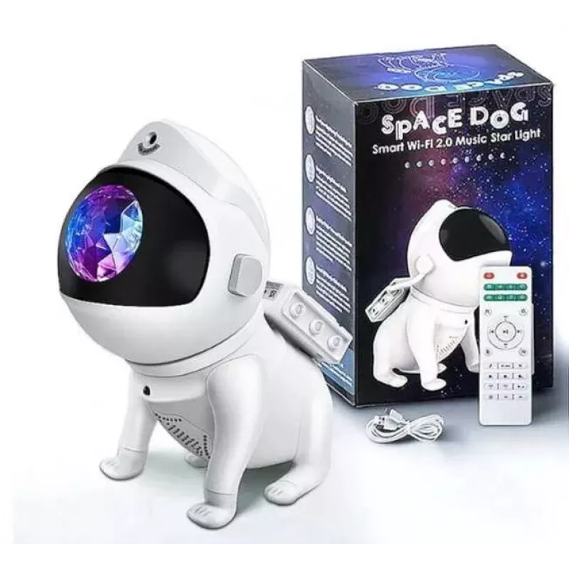 Elight G6 Space Dog proyector de pared y techo con efecto Nebula con altavoz, aplicación Bluetooth y mando a distancia, blanco