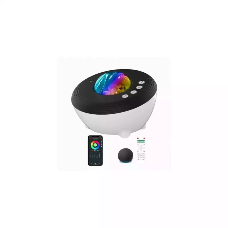 Elight J1 Proyector aurora con sonidos ambientales y altavoz Bluetooth, control por app Smart Wi-Fi Bluetooth, blanco