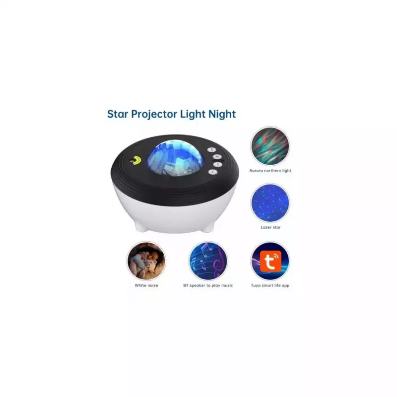 Elight J1 Proyector aurora con sonidos ambientales y altavoz Bluetooth, control por app Smart Wi-Fi Bluetooth, blanco