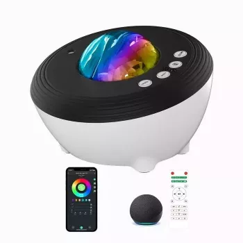Elight J1 Proyector aurora con sonidos ambientales y altavoz Bluetooth, control por app Smart Wi-Fi Bluetooth, blanco