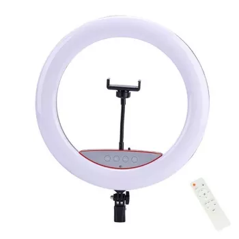 Elight SR14 Anillo de luz LED de 36 cm con soporte para smartphone + adaptador 220V + mando a distancia Bluetooth negro