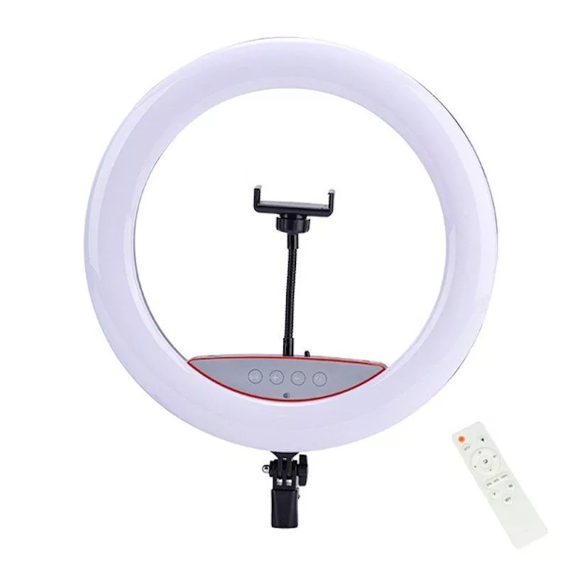 Elight SR14 Anillo de luz LED de 36 cm con soporte para smartphone + adaptador 220V + mando a distancia Bluetooth negro