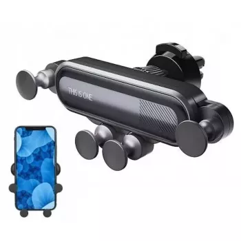 WoW O4 Octopus Soporte para smartphone con fijación automática por gravedad de 4 puntos para rejilla de ventilación del coche (6.5 máx) negro