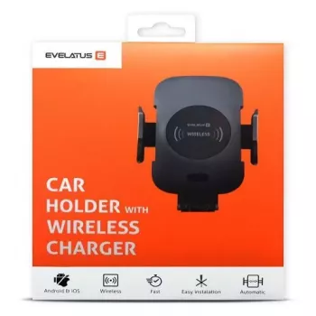 Evelatus Soporte para coche con carga inalámbrica 10W WCH01 negro