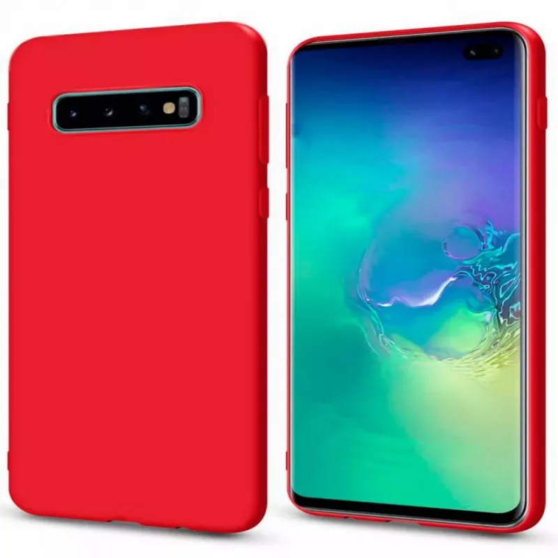 Evelatus Funda de silicona Premium Soft Touch para Samsung Galaxy S10 Plus roja