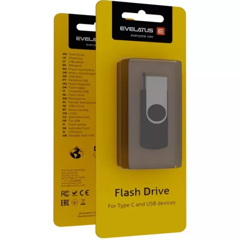 Evelatus Memoria USB Flash a Type-C EFD02 64GB negra