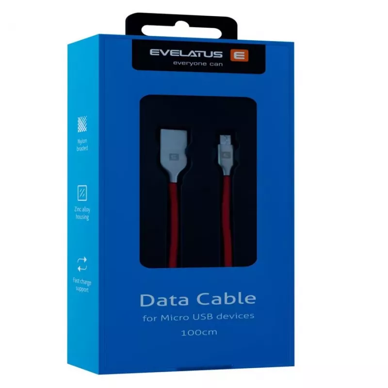 Evelatus Cable Micro-USB EDC04 rojo 1m