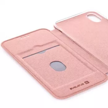 Evelatus Apple iPhone X/Xs Funda tipo libro oro rosa