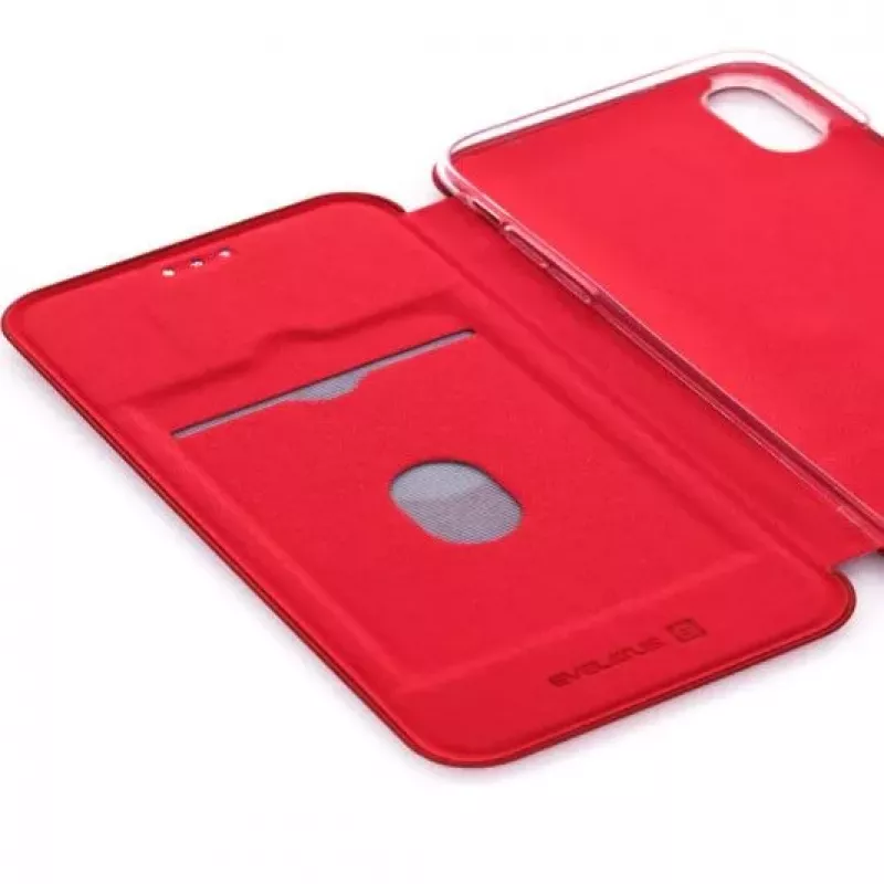 Evelatus Apple iPhone X/Xs Funda tipo libro rojo vino
