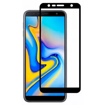 Evelatus Samsung Galaxy J6+ Protector de pantalla de cristal templado 2.5D Full Cover con pegamento japonés y capa antiestática