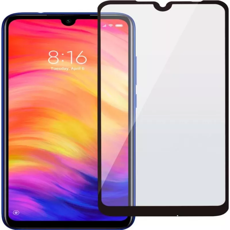 EVELATUS Xiaomi Redmi 7 Protector de pantalla 2.5D Full Cover Japan Glue Glass antiestático