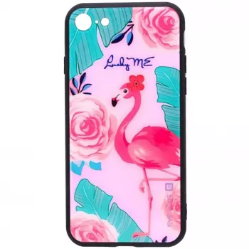 Evelatus Apple iPhone 7/8/SE 2020 Funda Picture Glass Flamingo Party