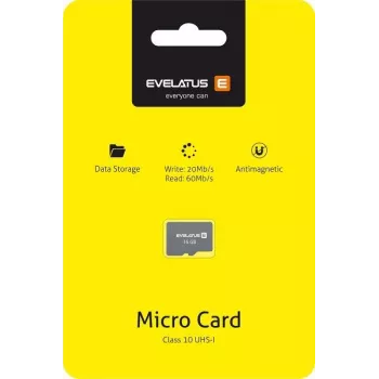 EVELATUS Tarjeta Micro SD universal 16GB 3.0 EMC01 lectura 60MB/s escritura 20MB/s