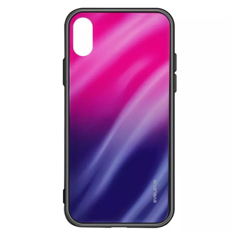 Evelatus Funda de cristal templado antiexplosión Water Ripple Gradient Color para Samsung Galaxy A70 Rosa-morado degradado