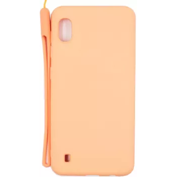 Evelatus Funda de silicona Soft Touch con correa rosa para Samsung Galaxy A10