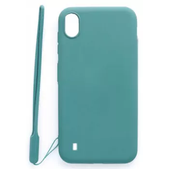 EVELATUS Funda de silicona Soft Touch con correa azul para Samsung Galaxy A10