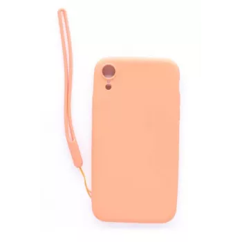 Evelatus Funda de silicona Soft Touch con correa rosa para Apple iPhone XR