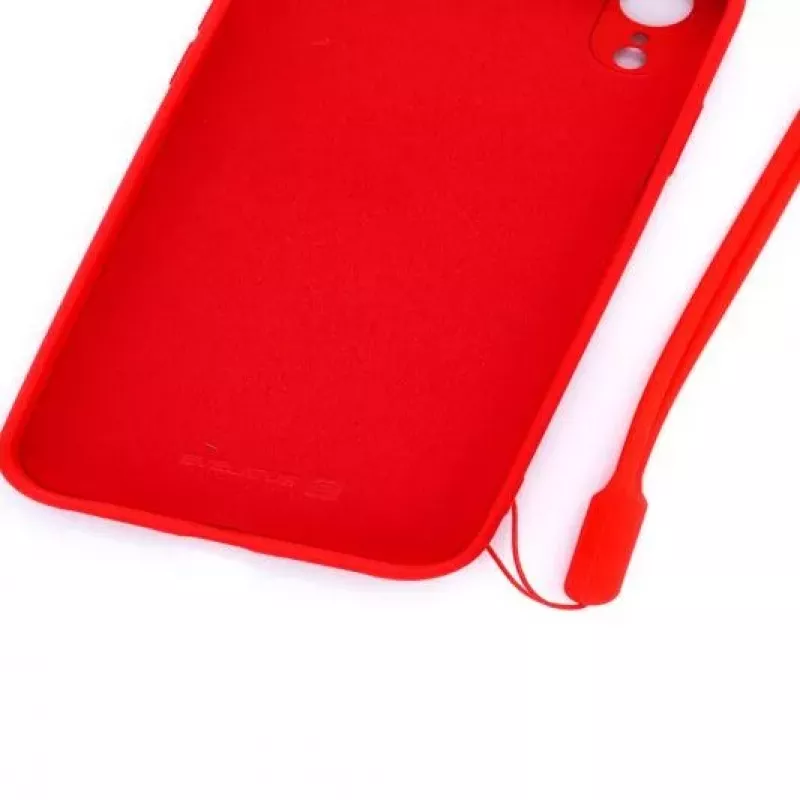 Evelatus Funda de silicona Soft Touch con correa roja para Apple iPhone XR