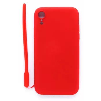 Evelatus Funda de silicona Soft Touch con correa roja para Apple iPhone XR