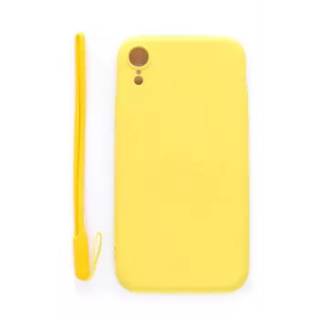 Evelatus Funda de silicona Soft Touch con correa amarilla para Apple iPhone XR