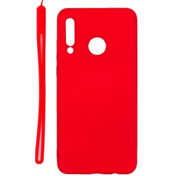 Evelatus Funda de silicona Soft Touch con correa roja para Huawei P30 Lite