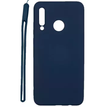 Evelatus Huawei P30 Lite Funda de silicona Soft Touch con correa azul oscuro