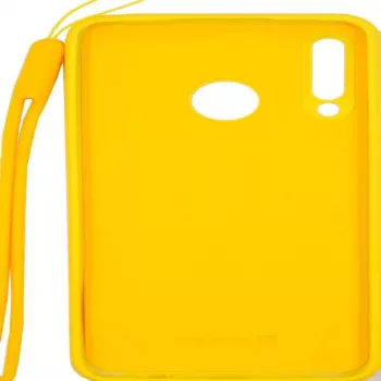Evelatus Huawei P30 Lite Funda de silicona Soft Touch con cordón amarilla