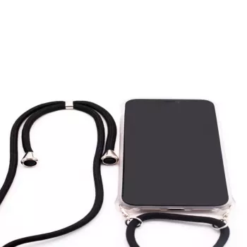 Evelatus Samsung Galaxy A70 Funda con cordón negra transparente