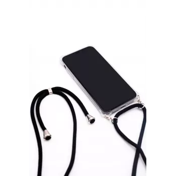Evelatus Samsung Galaxy A70 Funda con cordón negra transparente