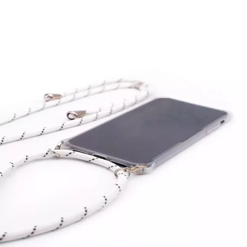 Evelatus Samsung Galaxy A70 Funda con cordón rayas blancas transparente, carcasa trasera TPU