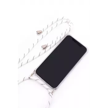Evelatus Samsung Galaxy A70 Funda con cordón rayas blancas transparente, carcasa trasera TPU