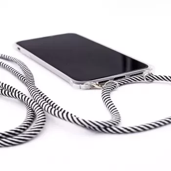 Evelatus Samsung Galaxy S10 Funda con cordón rayas negras transparente