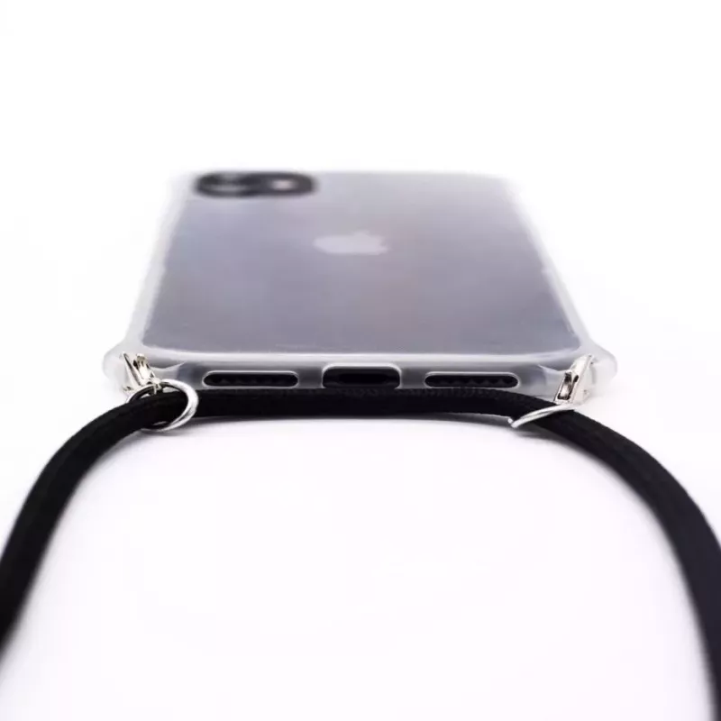 Evelatus Apple iPhone 11 Pro Max Funda con cordón negra transparente