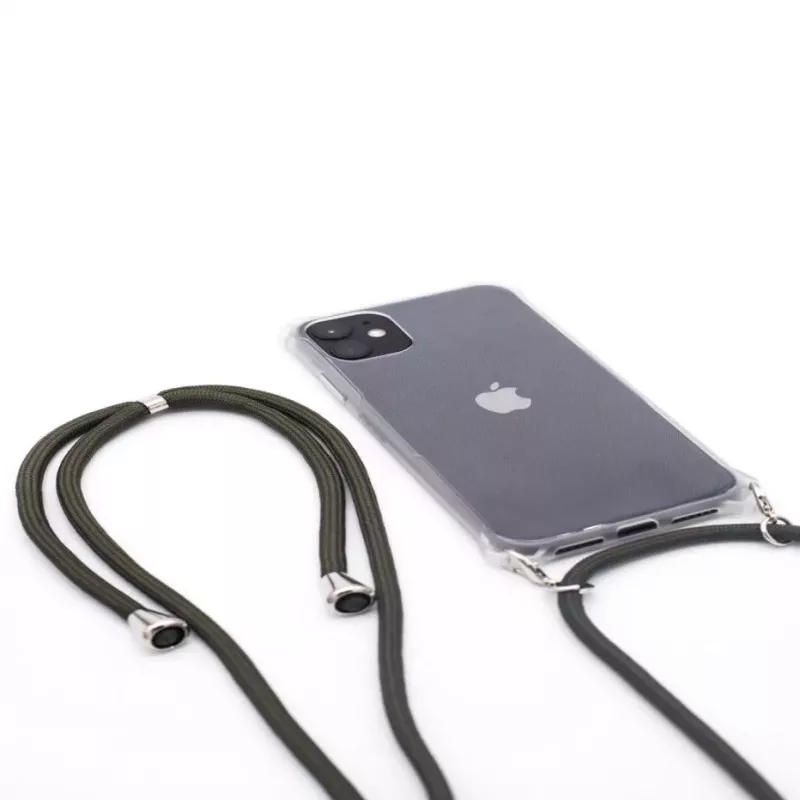 Evelatus Apple iPhone 11 Pro Max Funda con cordón verde transparente