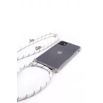 Evelatus Apple iPhone 11 Pro Max Funda con cordón rayas blancas transparente
