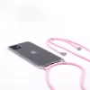 EVELATUS Apple iPhone X/XS Funda con cordón rayas rosa transparente