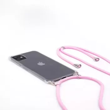 EVELATUS Apple iPhone X/XS Funda con cordón rayas rosa transparente