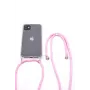 EVELATUS Apple iPhone X/XS Funda con cordón rayas rosa transparente