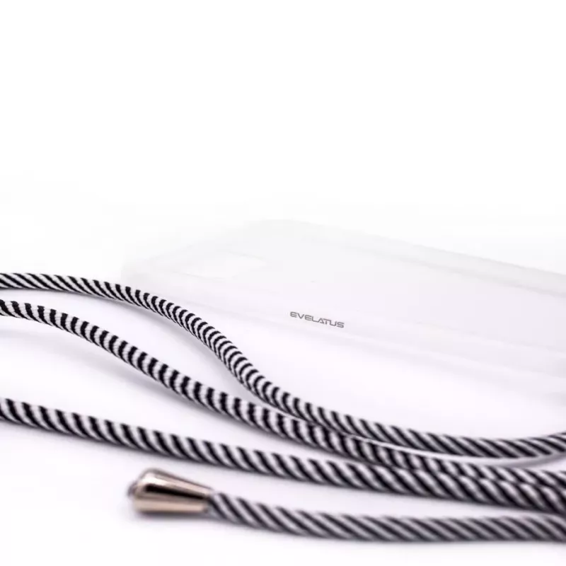 Evelatus Apple iPhone XR Funda con cordón rayas negras transparente