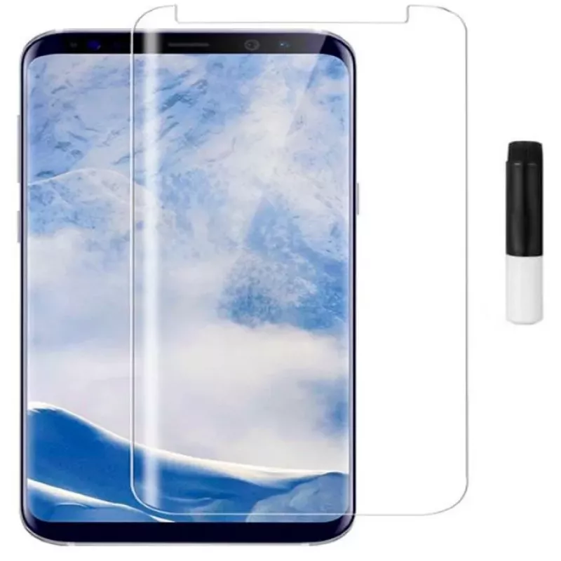 EVELATUS Samsung Galaxy S9 Plus Protector de pantalla de cristal transparente UV con pegamento líquido