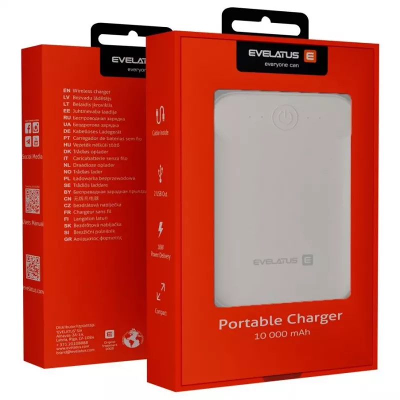 Evelatus batería externa EPB07 10000 mAh blanca