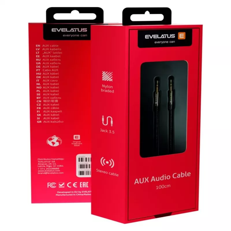 Evelatus Cable AUX estéreo EAX01 negro