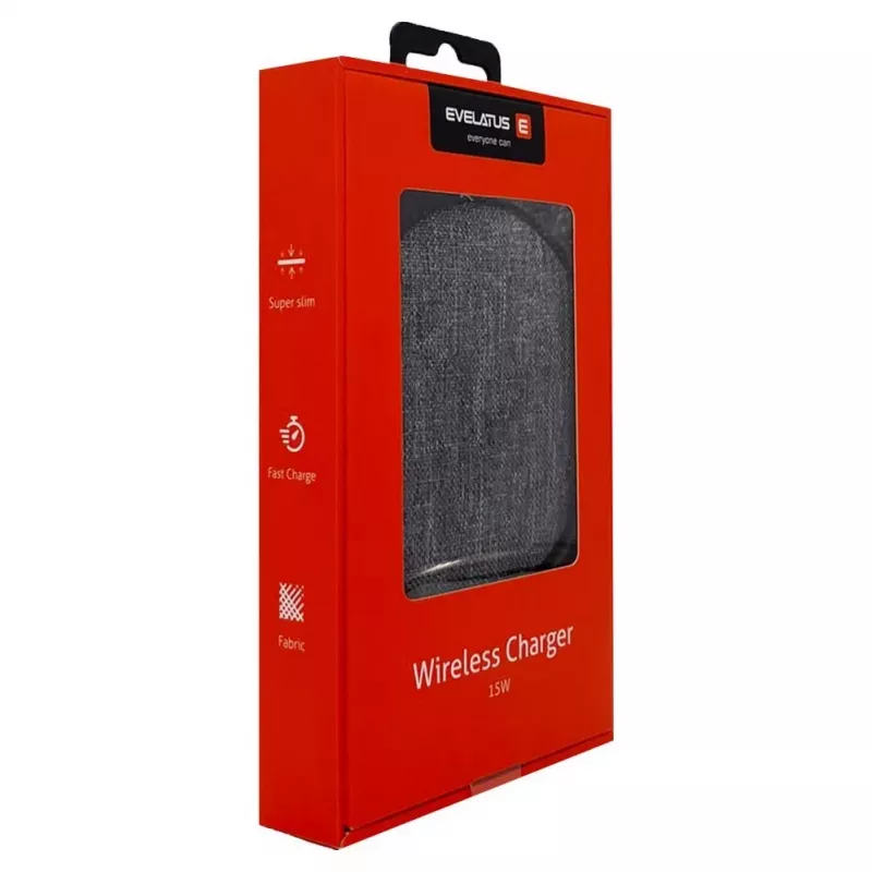 Evelatus Cargador de sobremesa inalámbrico EWC04 Fabric - base de carga Qi de 10W