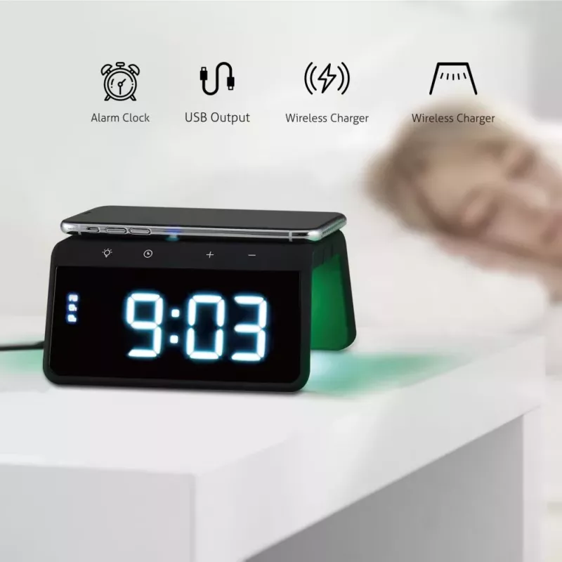 Evelatus Reloj con carga inalámbrica WCC01BK negro
