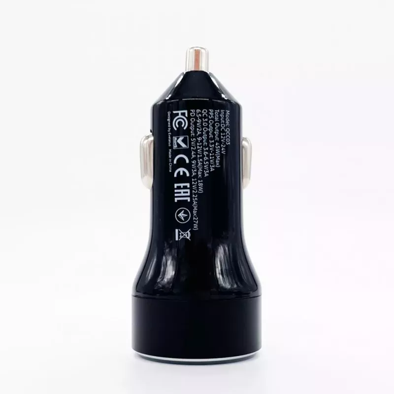 Evelatus Cargador rápido para coche QCC03 Negro