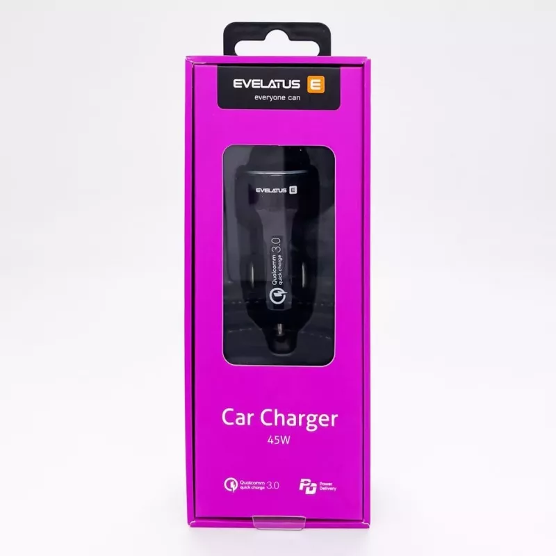 Evelatus Cargador rápido para coche QCC03 Negro