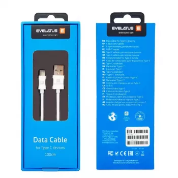 Evelatus cable de datos para dispositivos Type-C, TPC07 blanco - USB-A a USB-C, 1,2 m, carga de 15 W, sincronización de datos