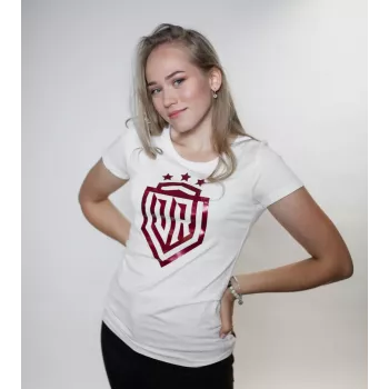 Dinamo Camiseta de mujer L DINAMO con estampado metálico rojo Blanco