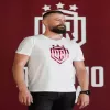 Dinamo Camiseta de hombre XL «DINAMO» con estampado metálico rojo Blanco